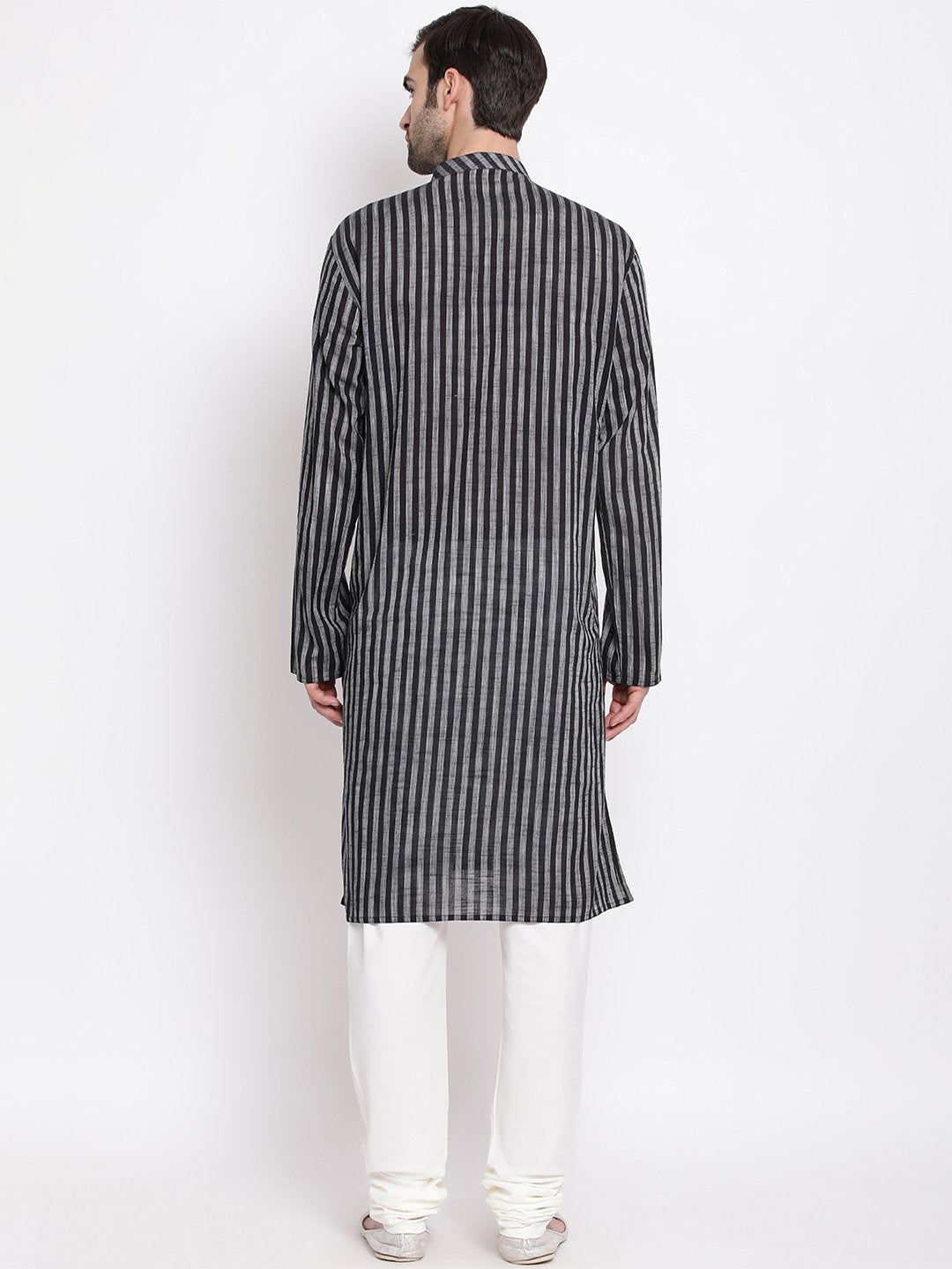 Men's Black Cotton Kurta and Pyjama Set