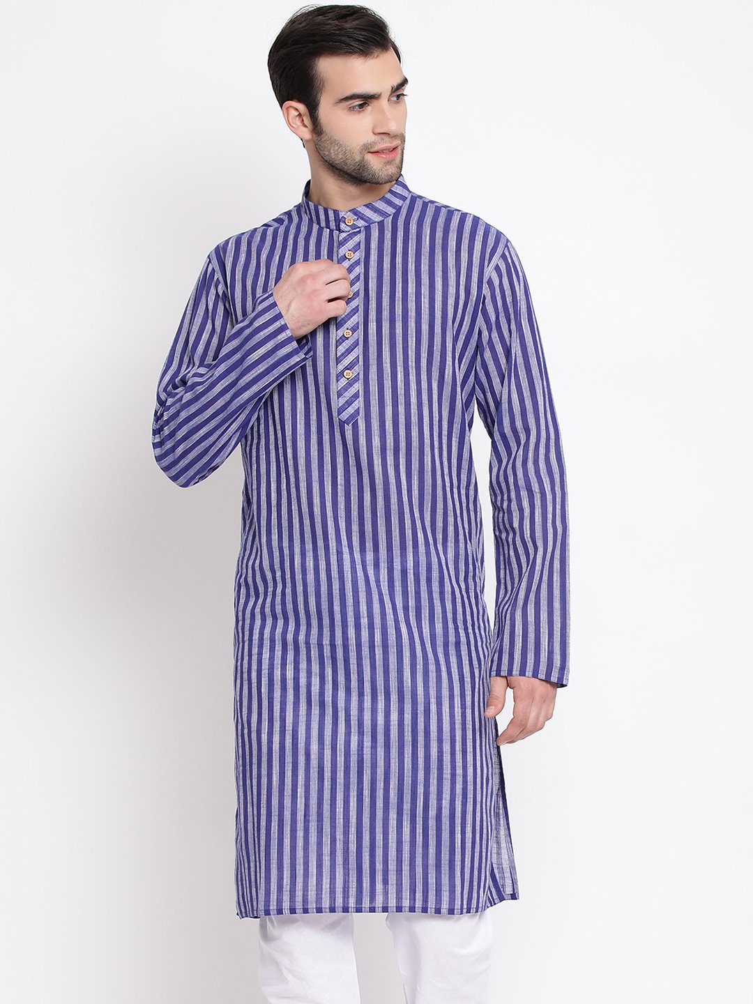 Men's Blue Cotton Kurta
