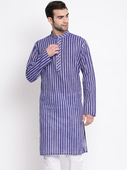 Men's Blue Cotton Kurta