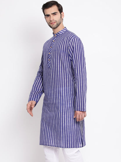 Men's Blue Cotton Kurta
