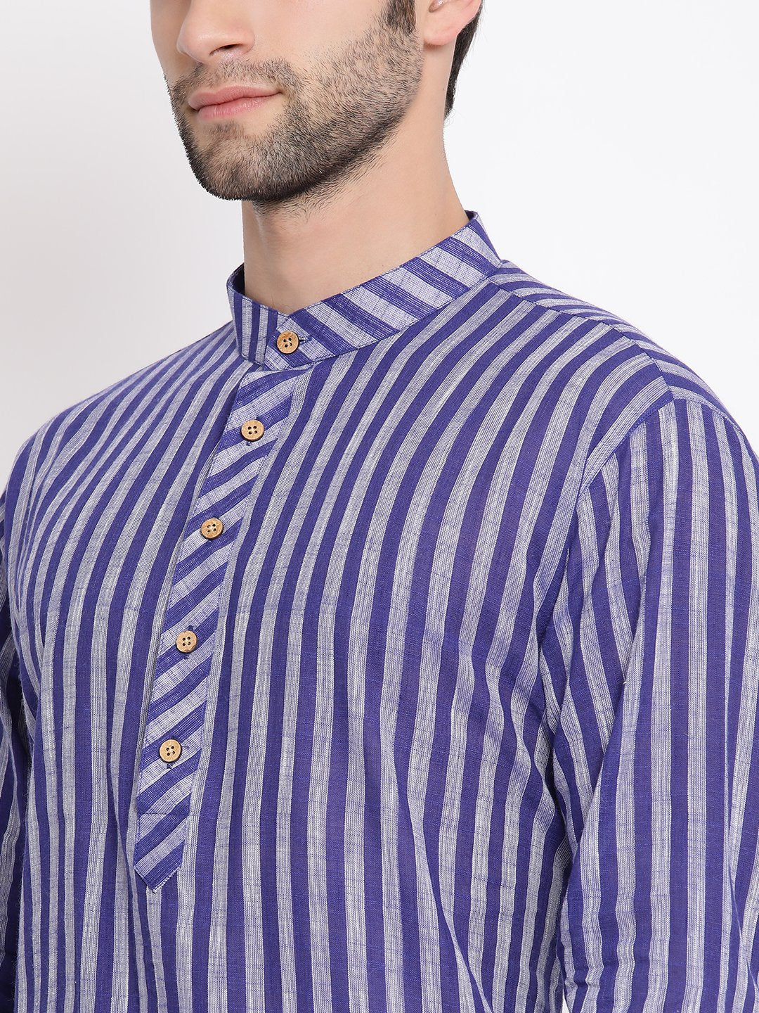 Men's Blue Cotton Kurta