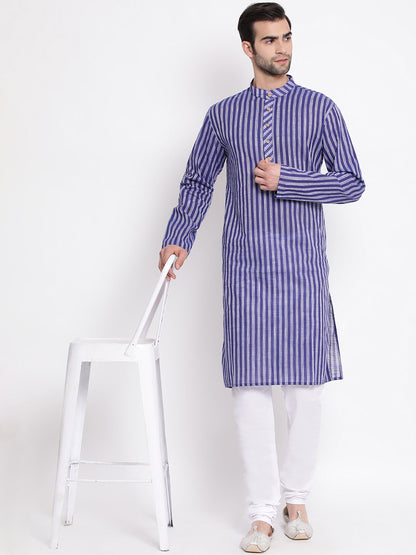 Men's Blue Cotton Kurta