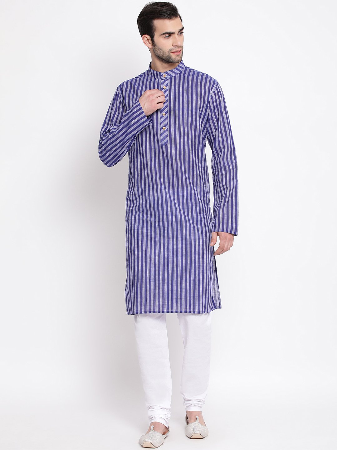 Men's Blue Cotton Kurta and Pyjama Set
