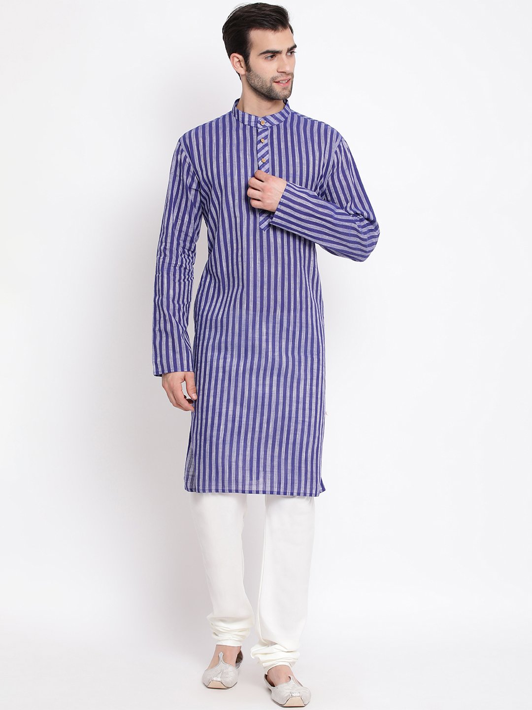 Men's Blue Cotton Kurta and Pyjama Set