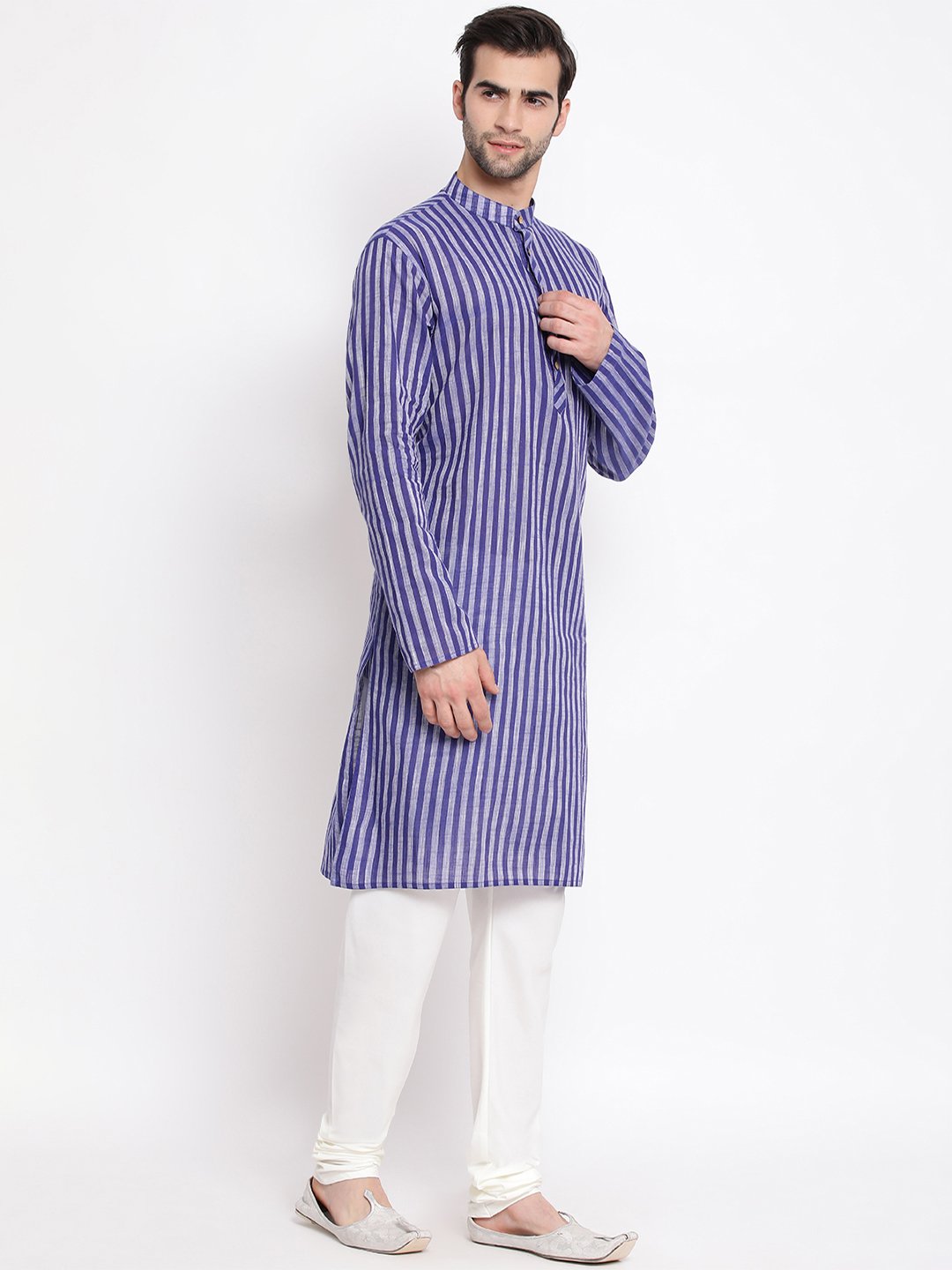 Men's Blue Cotton Kurta and Pyjama Set