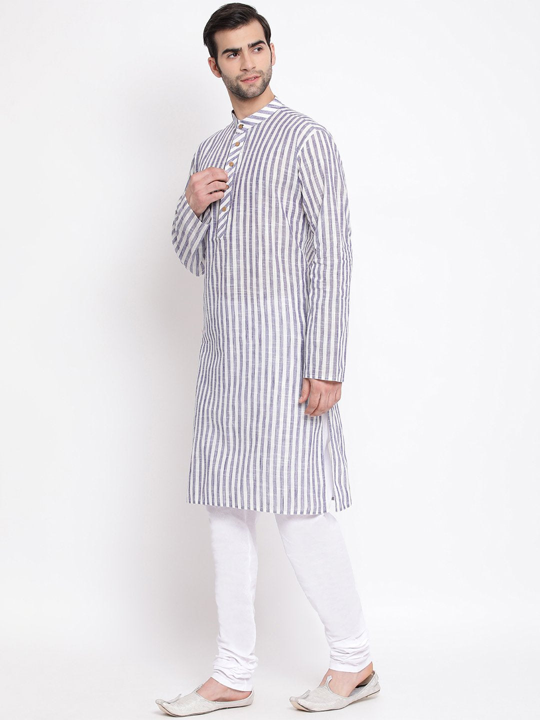 Men's Grey Cotton Kurta and Pyjama Set