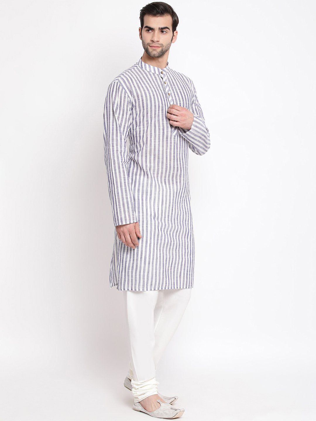 Men's Grey Cotton Kurta and Pyjama Set