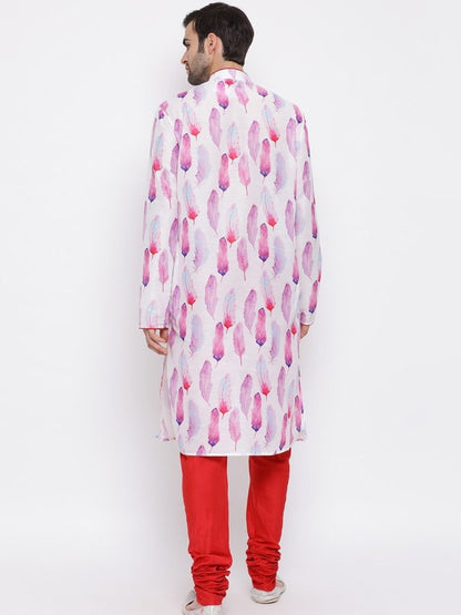 Men's Pink Cotton Blend Kurta and Pyjama Set
