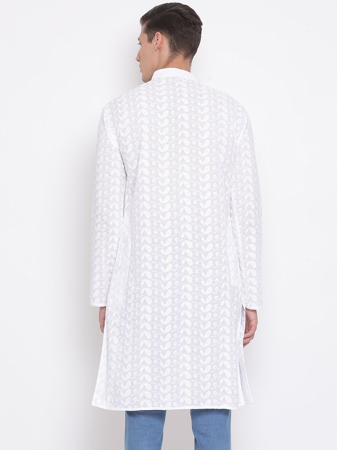 Men's White Cotton Chikankari Kurta