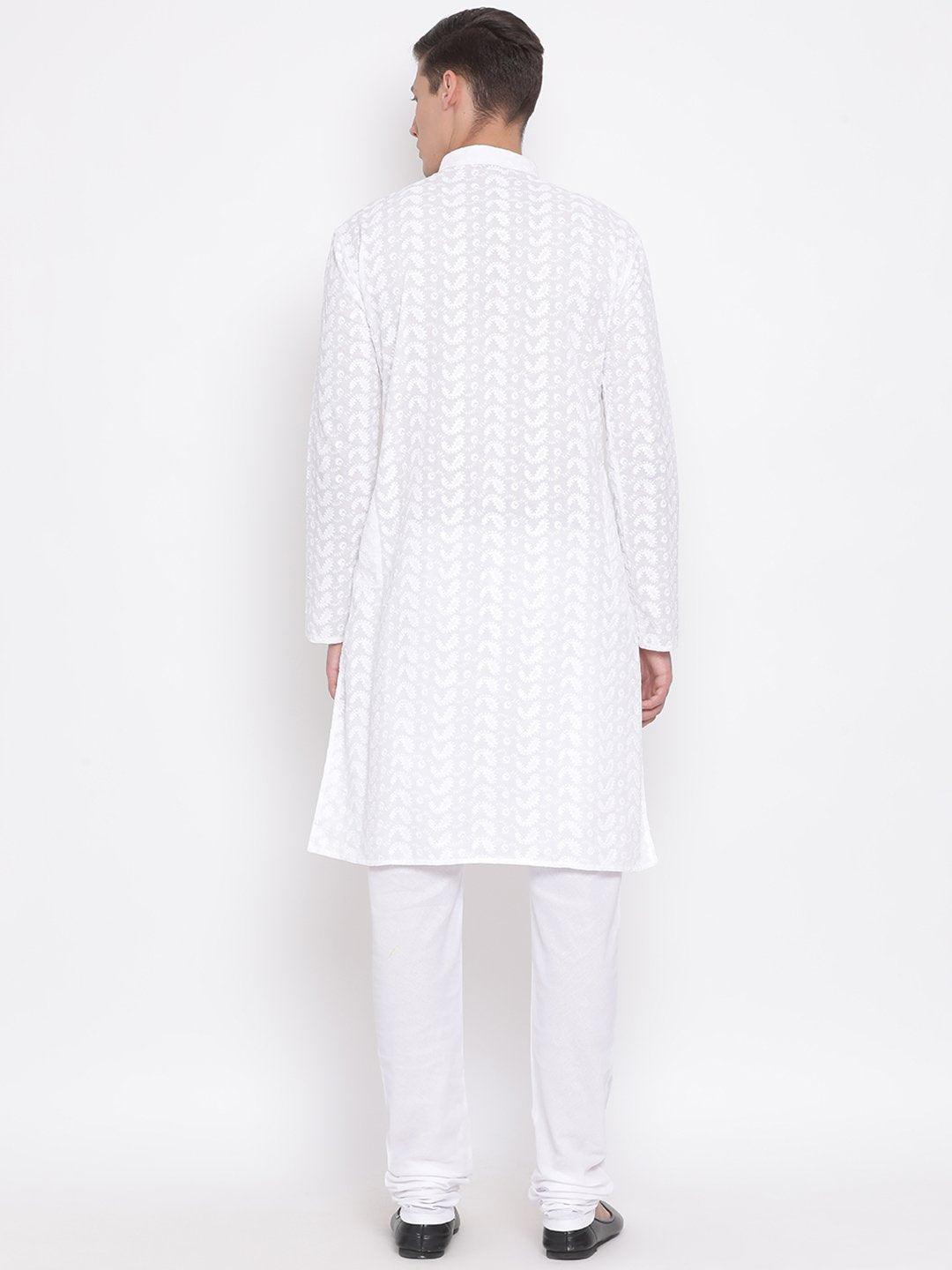 Men's White Cotton Kurta and Pyjama Set