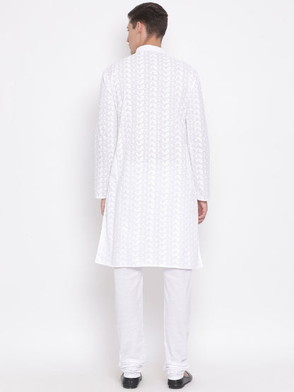 Men's White Cotton Kurta and Pyjama Set
