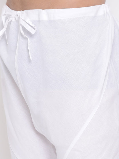 Men's White Cotton Kurta and Pyjama Set