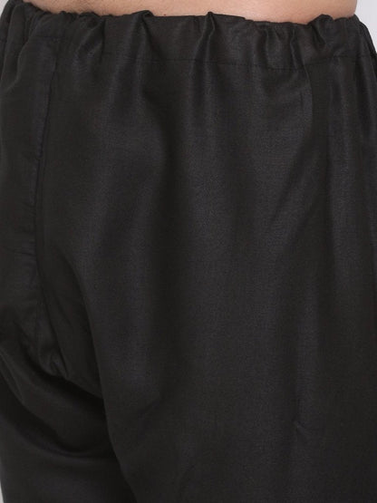 Men's Black Cotton Blend Kurta and Pyjama Set