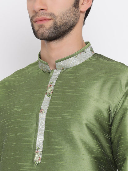 Men's Green Silk Kurta Pyjama Set