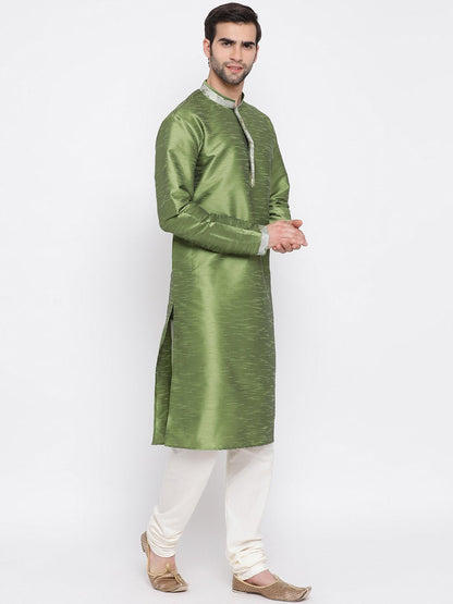 Men's Green Silk Kurta Pyjama Set