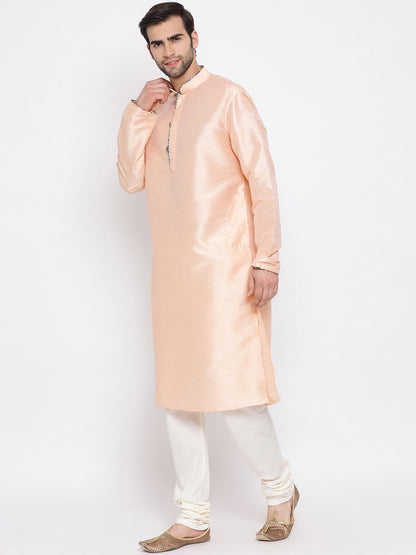Men's Peach Silk Kurta Pyjama Set