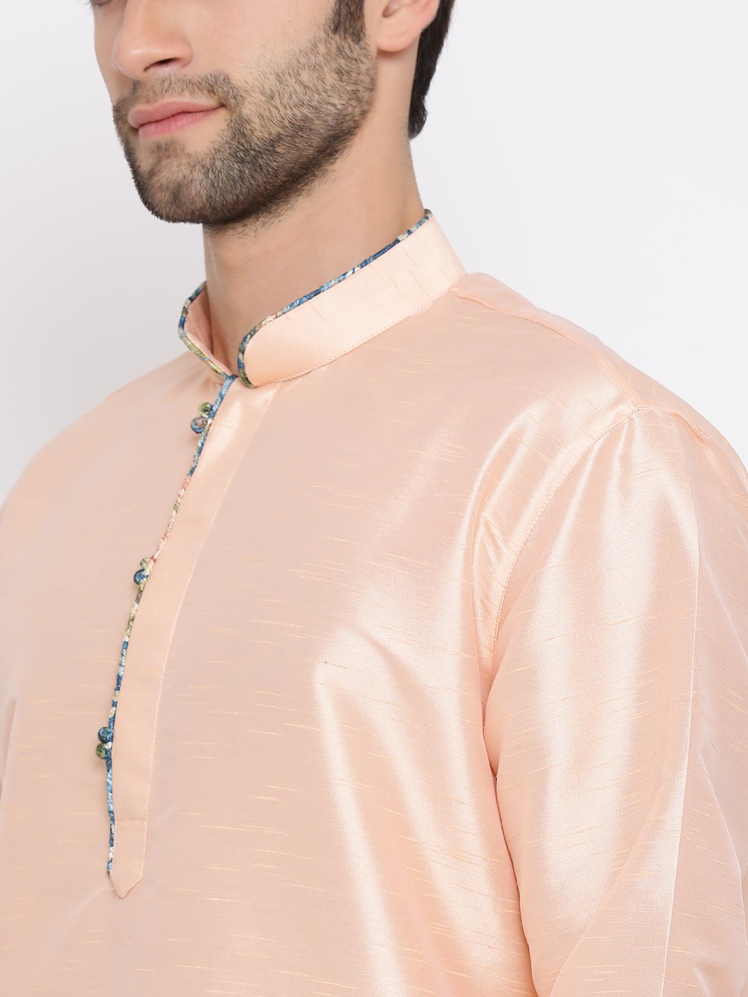 Men's Peach Silk Kurta Pyjama Set