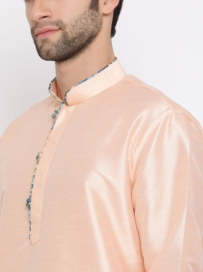 Men's Peach Silk Kurta Pyjama Set