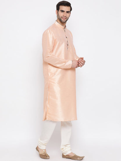 Men's Peach Silk Kurta Pyjama Set