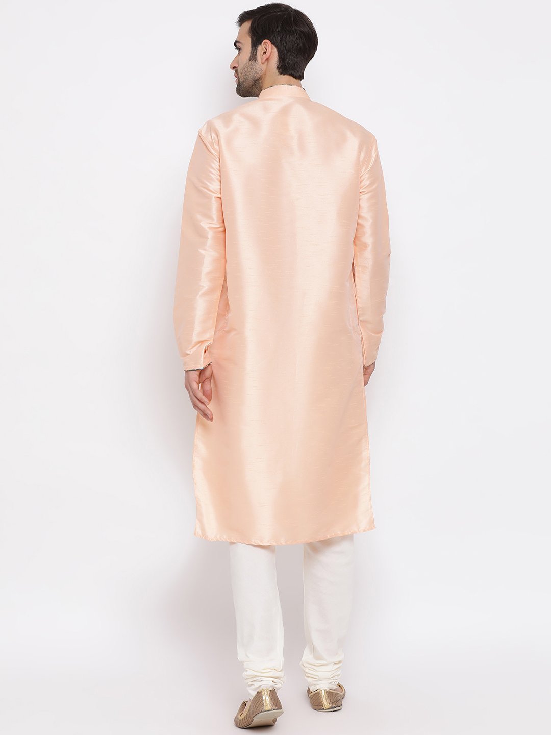 Men's Peach Silk Kurta Pyjama Set
