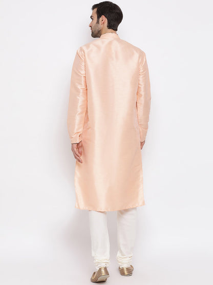 Men's Peach Silk Kurta Pyjama Set