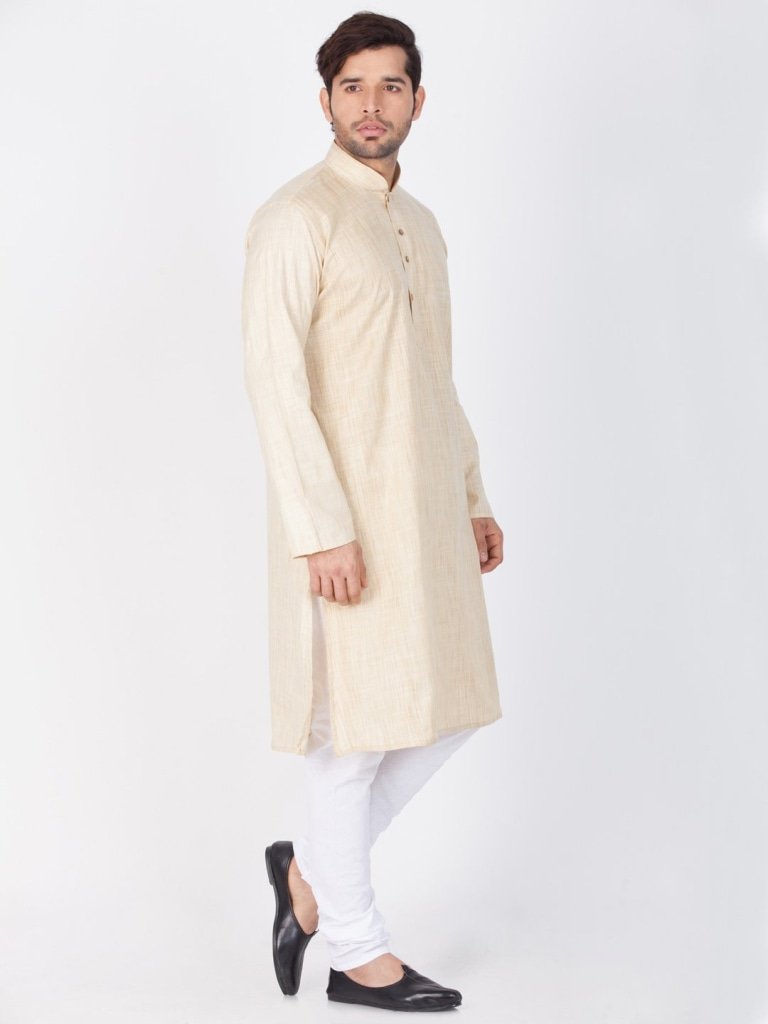 Men's Beige Cotton Kurta and Pyjama Set
