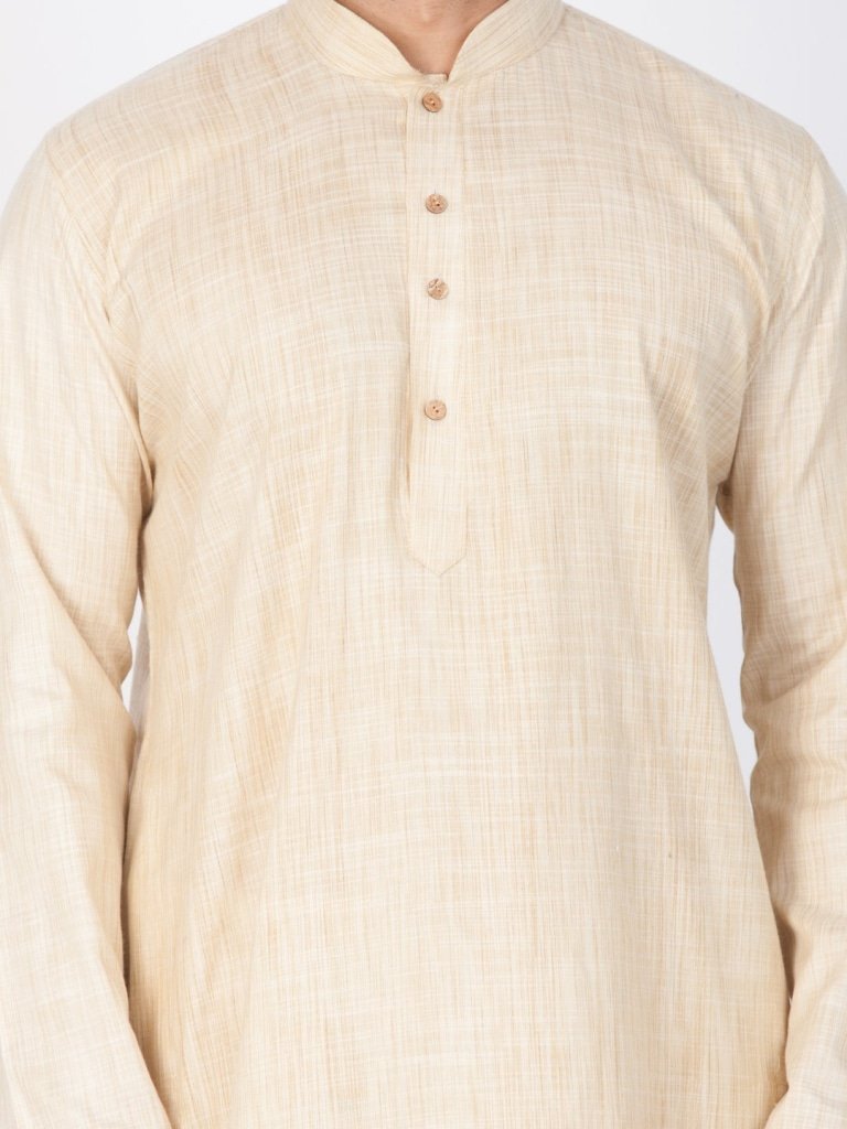 Men's Beige Cotton Kurta and Pyjama Set
