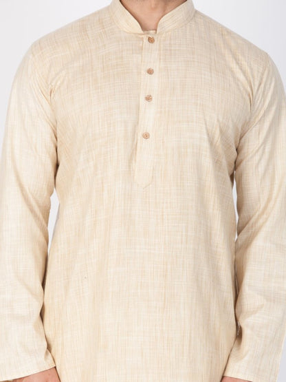 Men's Beige Cotton Kurta and Pyjama Set