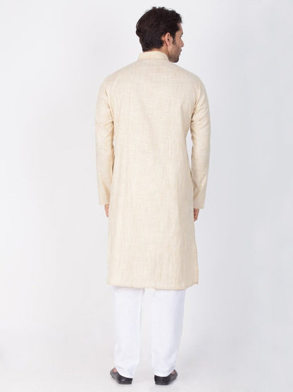 Men's Beige Cotton Kurta and Pyjama Set