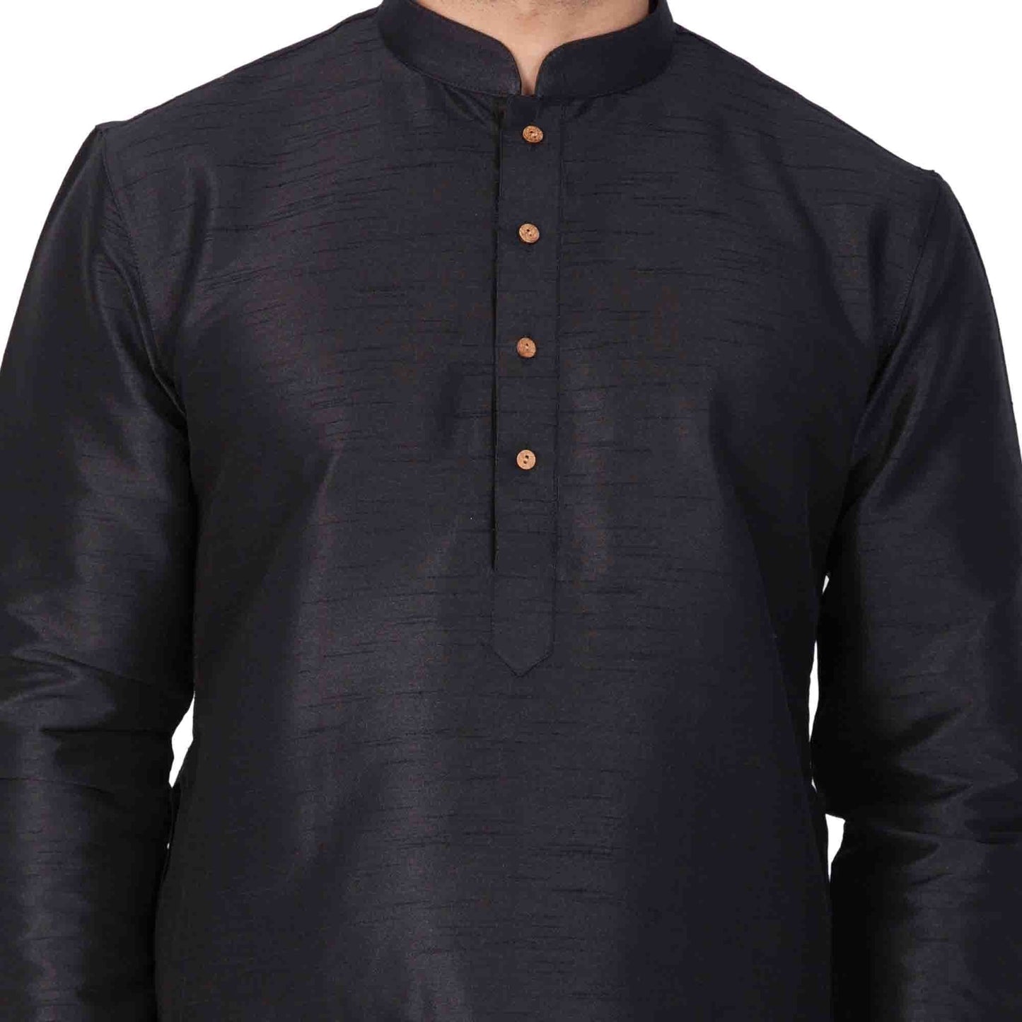 Men's Black Cotton Silk Blend Kurta