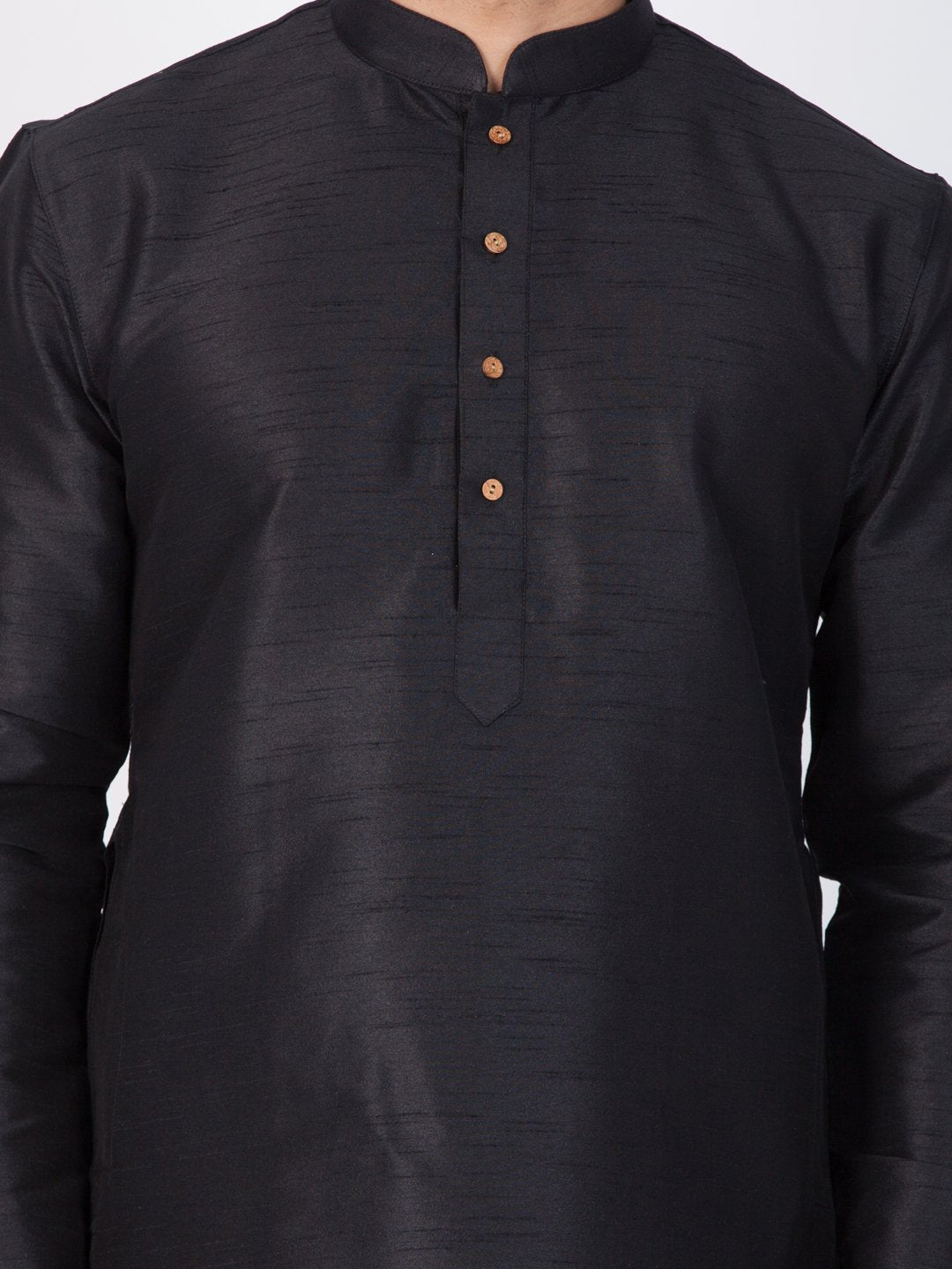Men's Black Cotton Silk Blend Kurta and Pyjama Set