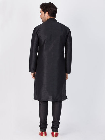 Men's Black Cotton Silk Blend Kurta and Pyjama Set