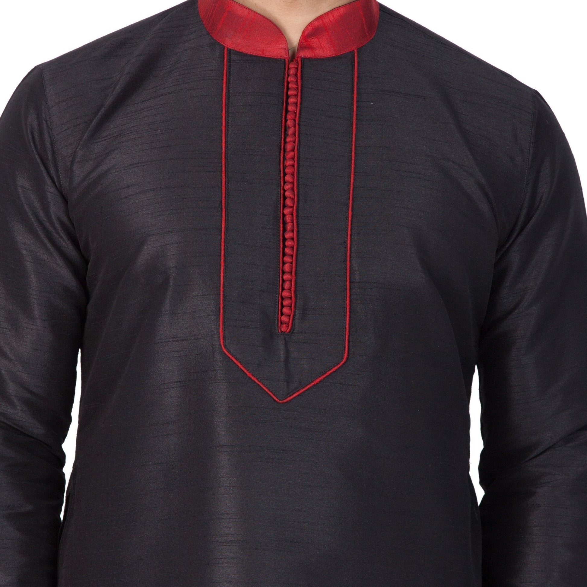 Men's Black Cotton Silk Blend Kurta