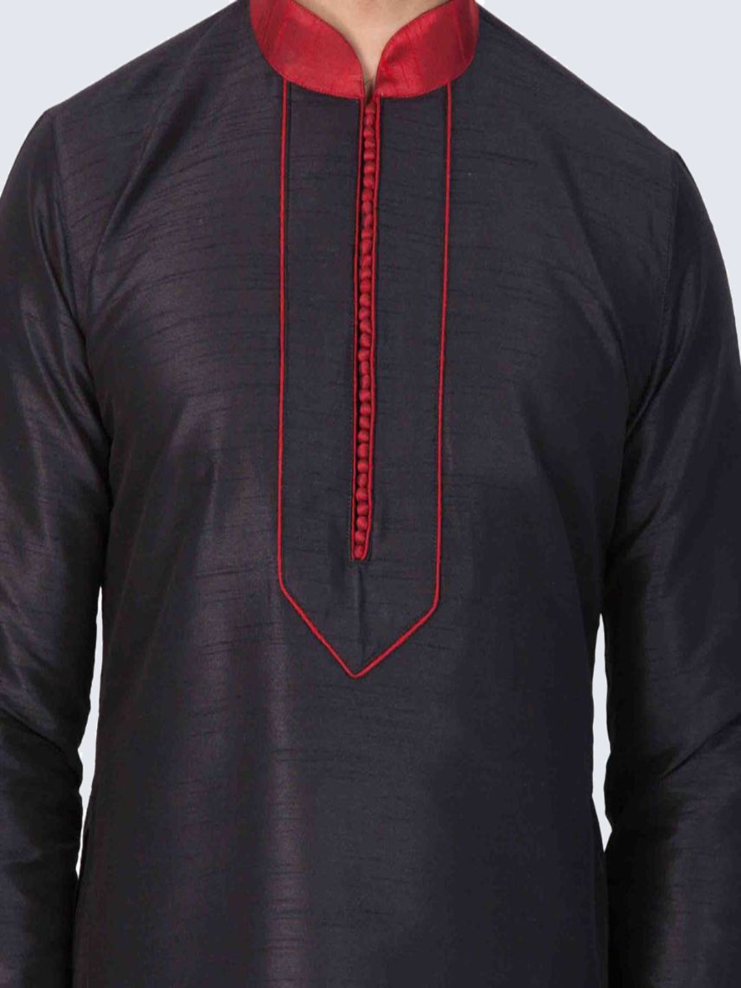Men's Black Cotton Silk Blend Kurta and Pyjama Set