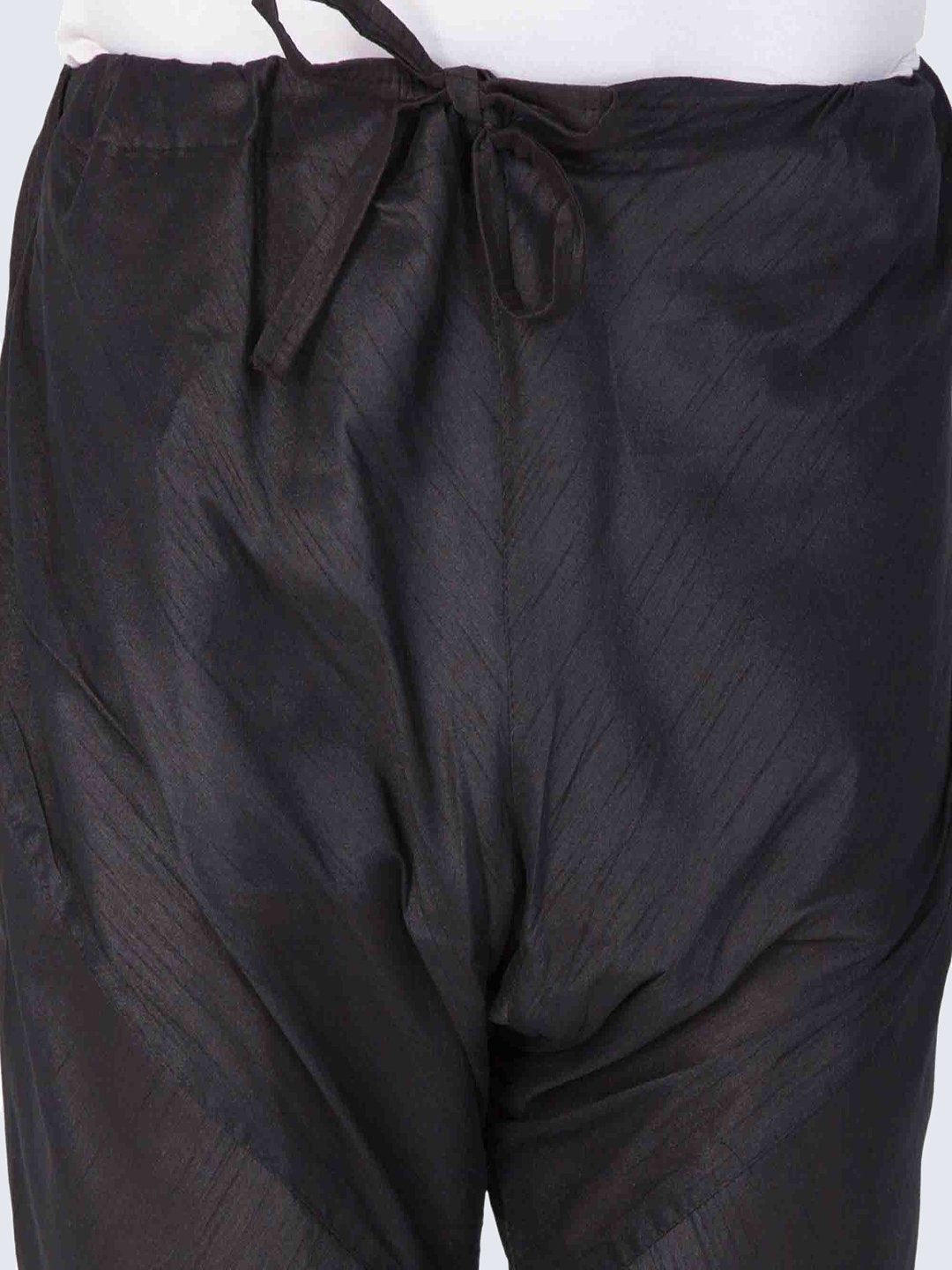 Men's Black Cotton Silk Blend Kurta and Pyjama Set