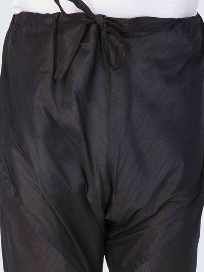 Men's Black Cotton Silk Blend Kurta and Pyjama Set