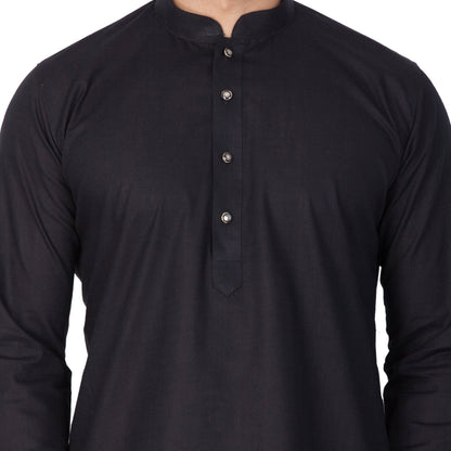 Men's Black Linen Kurta