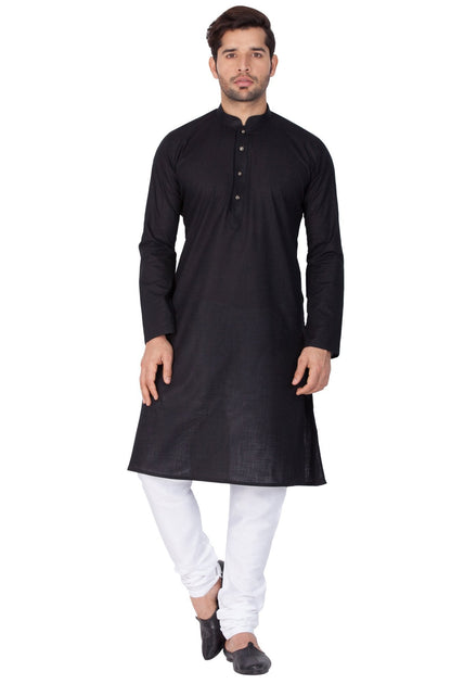 Men's Black Linen Kurta and Pyjama Set
