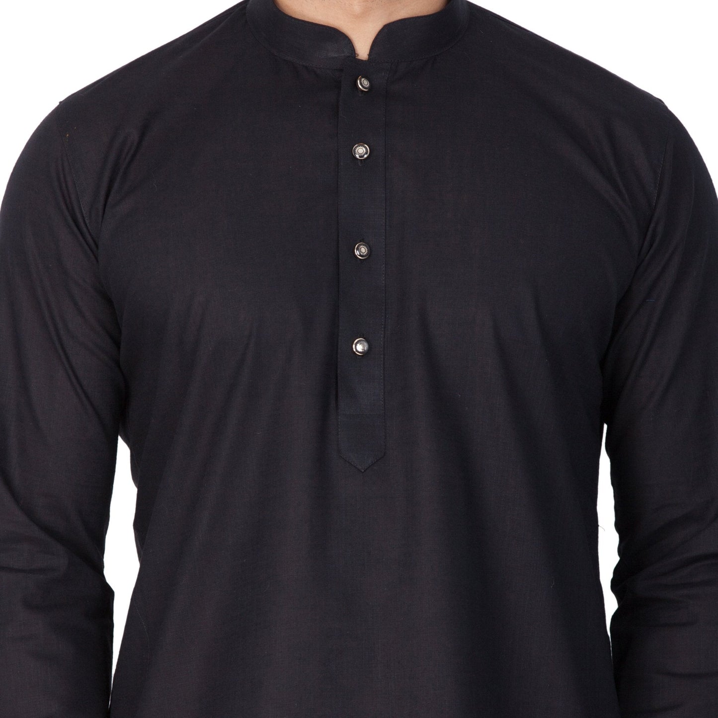Men's Black Linen Kurta and Pyjama Set