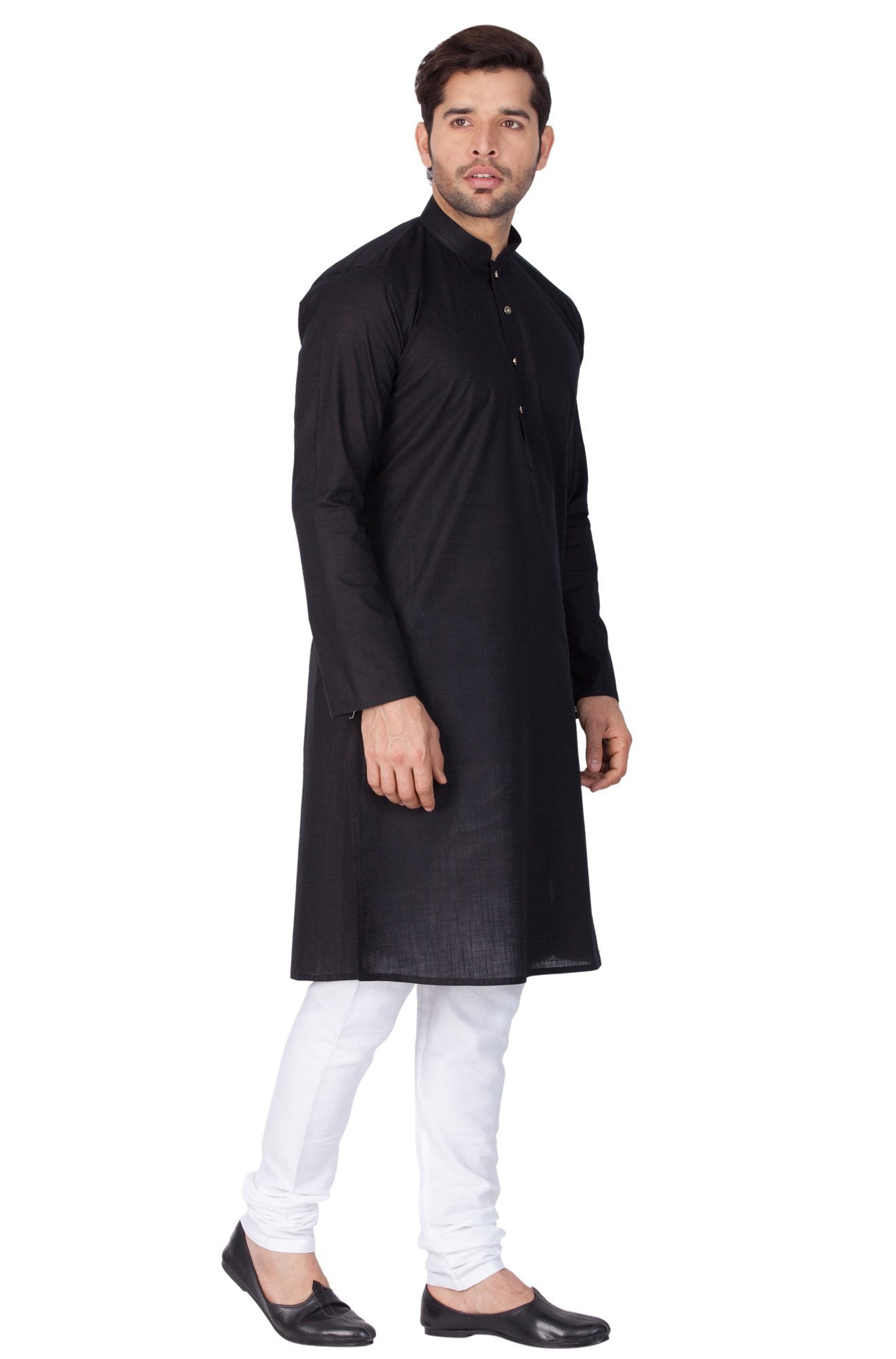 Men's Black Linen Kurta and Pyjama Set