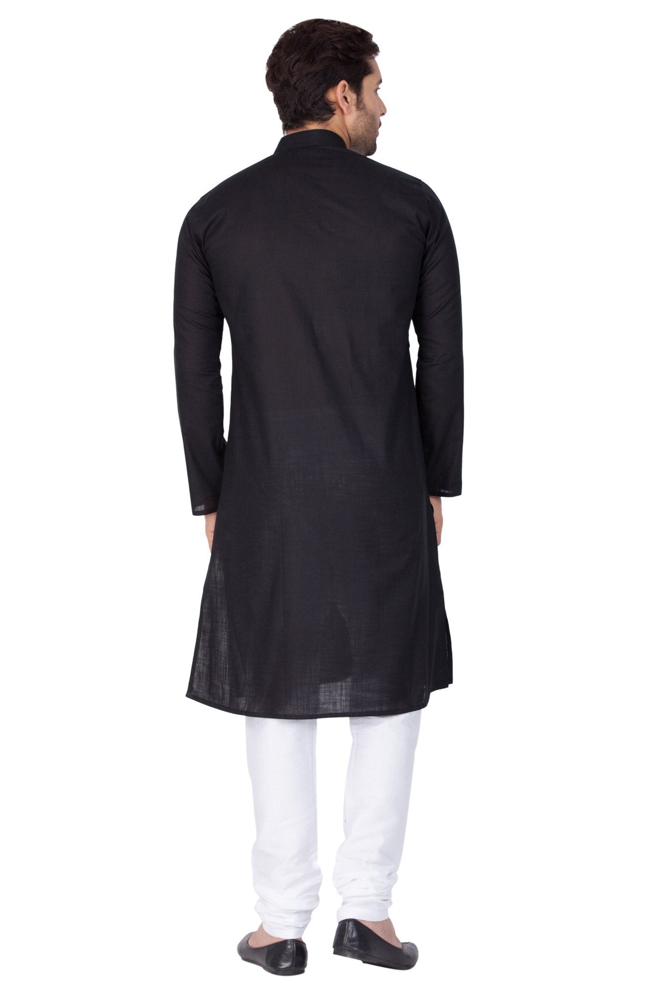 Men's Black Linen Kurta and Pyjama Set