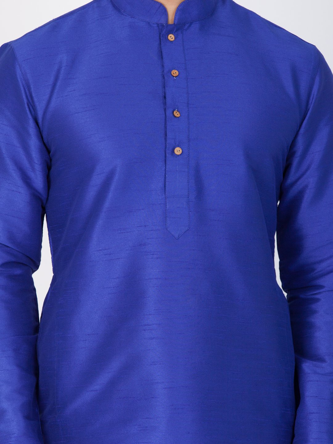 Men's Blue Cotton Silk Blend Kurta and Dhoti Pant Set
