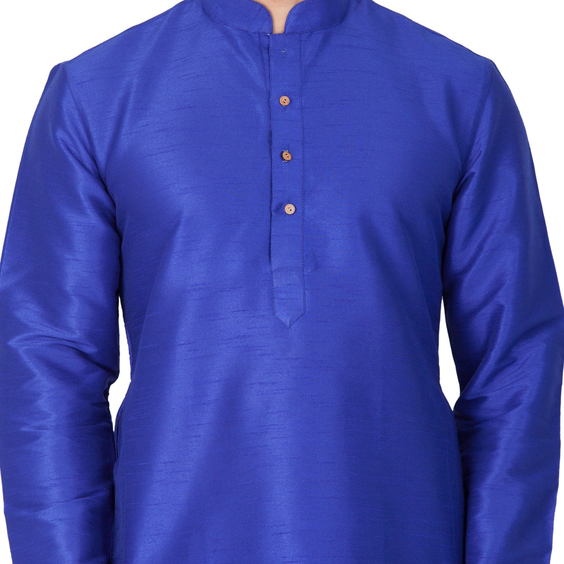 Men's Blue Cotton Silk Blend Kurta and Pyjama Set
