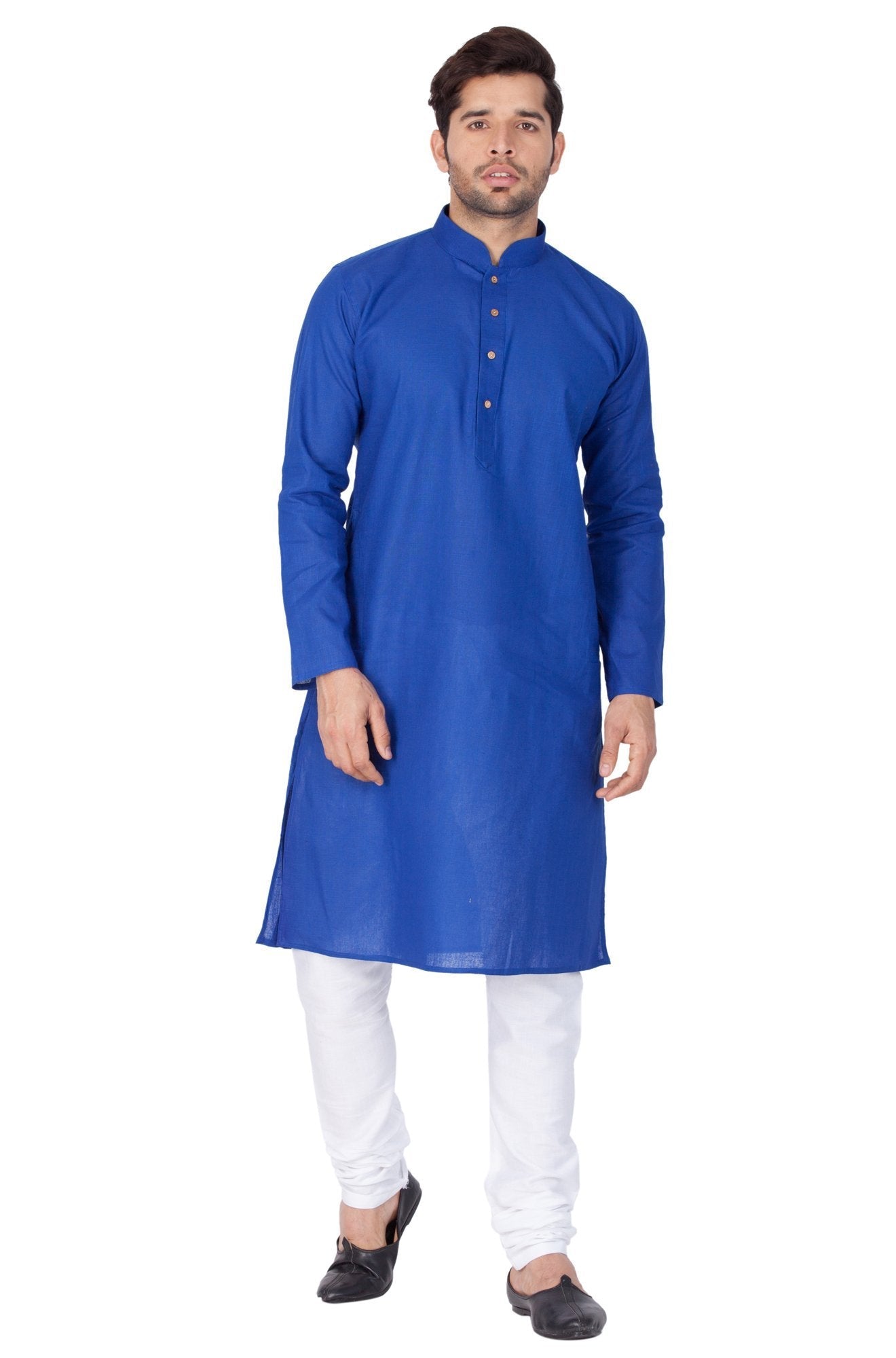 Men's Blue Linen Kurta and Pyjama Set