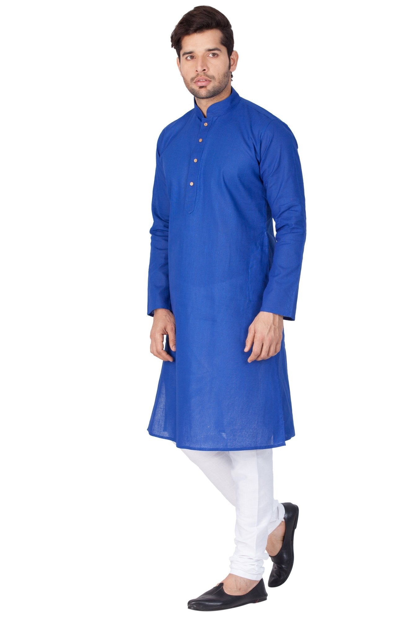 Men's Blue Linen Kurta and Pyjama Set
