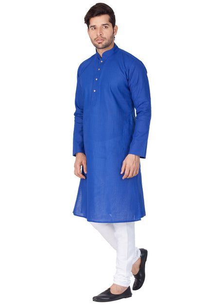 Men's Blue Linen Kurta and Pyjama Set