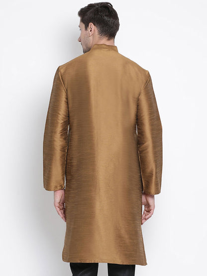 Men's Brown Cotton Silk Blend Kurta
