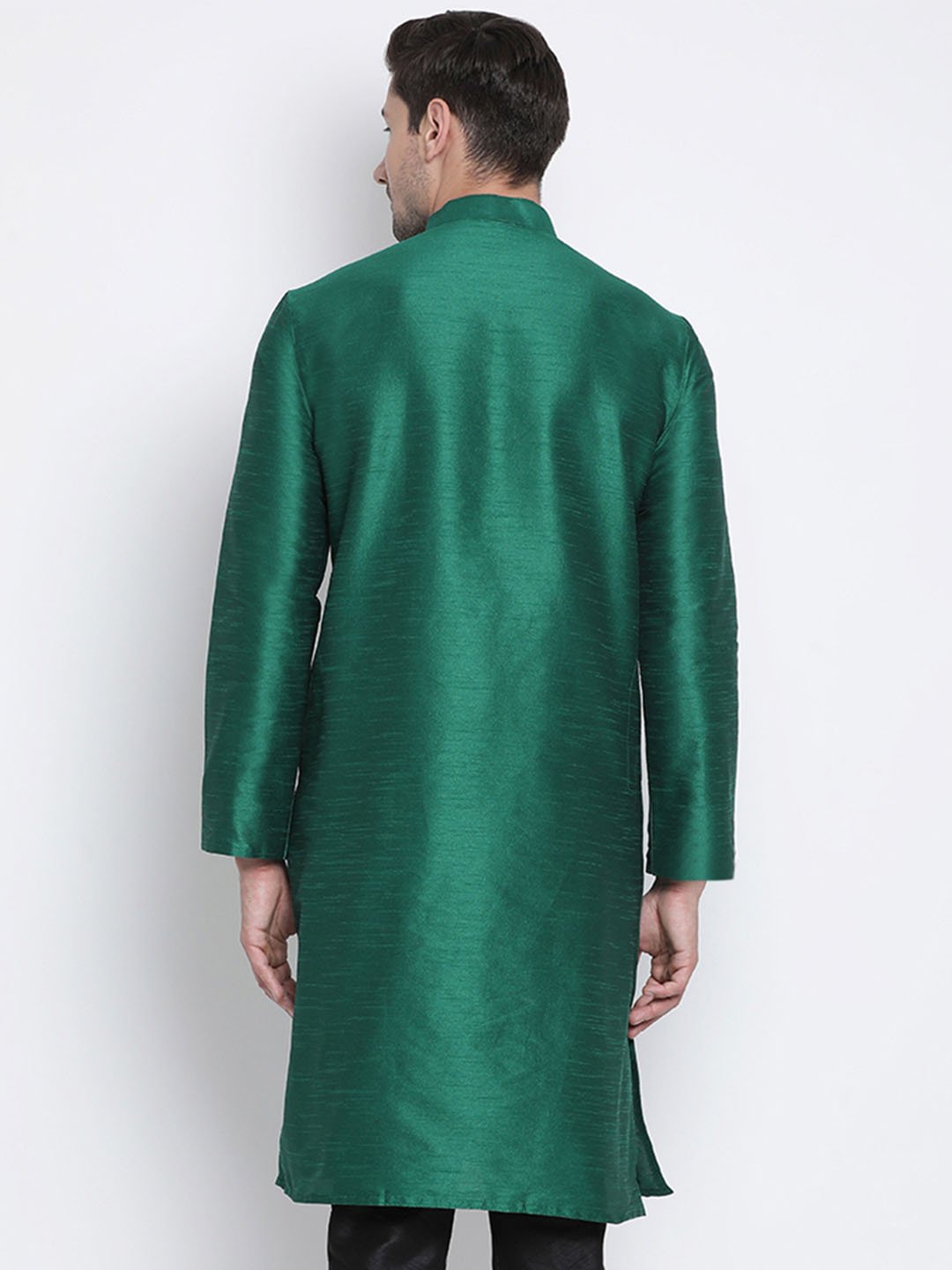 Men's Green Cotton Silk Blend Kurta