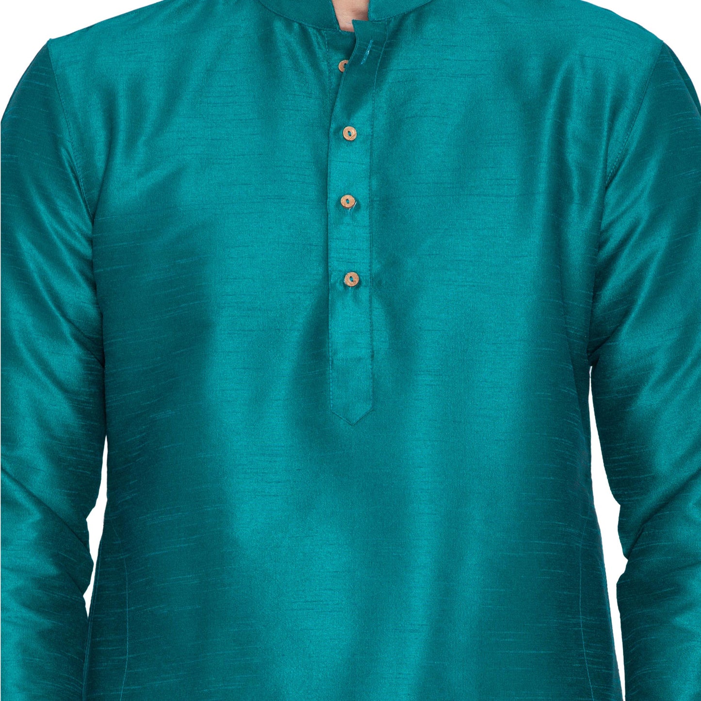 Men's Green Cotton Silk Blend Kurta and Pyjama Set