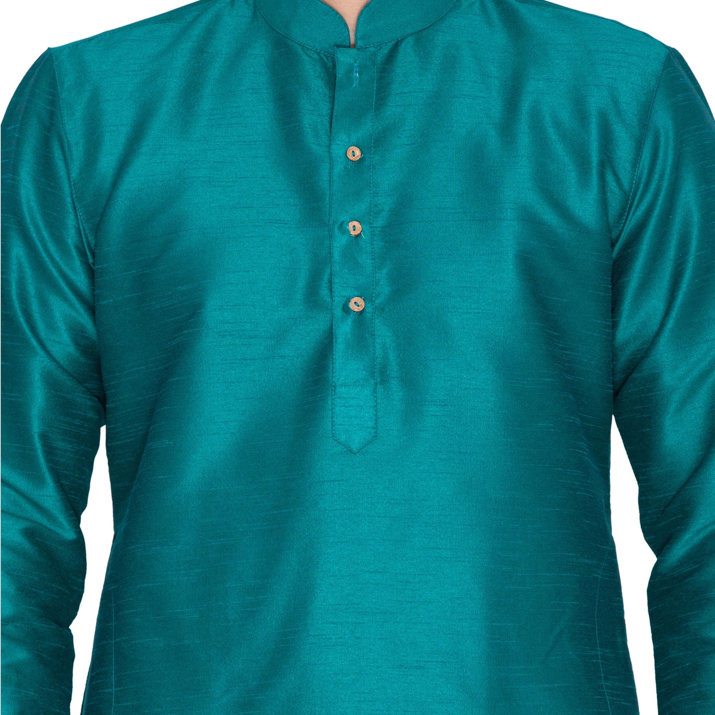 Men's Green Cotton Silk Blend Kurta and Pyjama Set